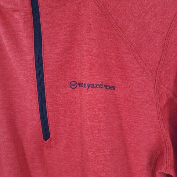 Vineyard Vines Sankaty Performance Coral Medium Performance Fleece Grid Pullover - Picture 3 of 8
